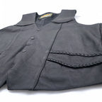 90s UNIK Leather Apparel Leather Vest Biker Vest XL Black Snap Button Lace-up