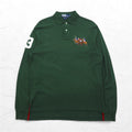 Polo by Ralph Lauren 長袖 ポロシャツ ラガーシャツ L グリーン 鹿の子 CUSTOM FIT 刺繍 ナンバリング