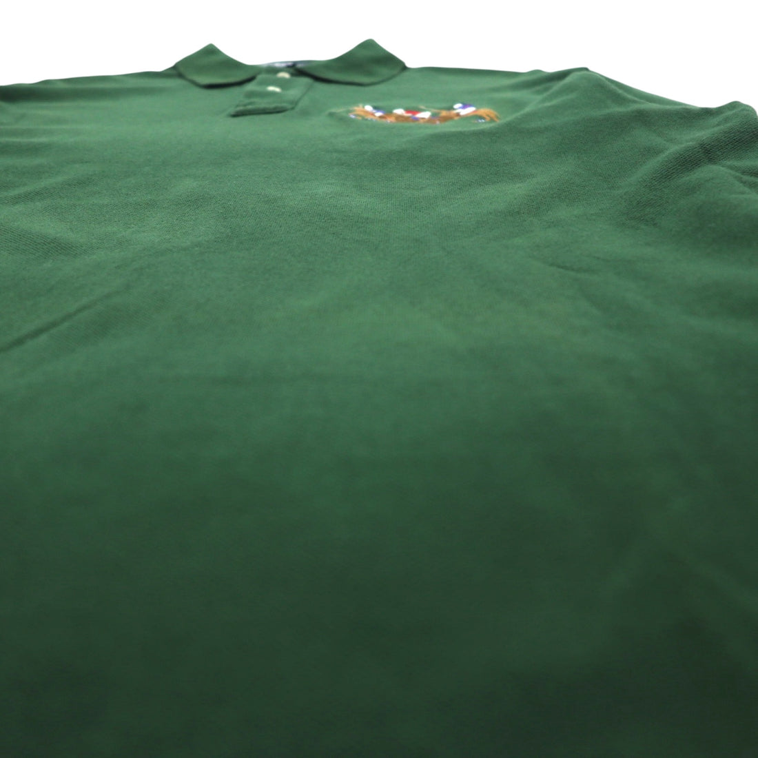 Polo by Ralph Lauren 長袖 ポロシャツ ラガーシャツ L グリーン 鹿の子 CUSTOM FIT 刺繍 ナンバリング