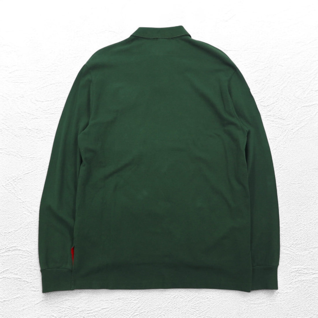 Polo by Ralph Lauren 長袖 ポロシャツ ラガーシャツ L グリーン 鹿の子 CUSTOM FIT 刺繍 ナンバリング