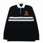 Polo by Ralph Lauren ラガーシャツ M ブラック コットン エンブレムロゴ 刺繍