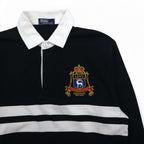 Polo by Ralph Lauren ラガーシャツ M ブラック コットン エンブレムロゴ 刺繍