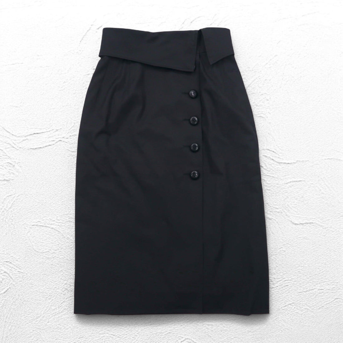 Christian Dior High Waist Wrap Skirt M Black Cotton Asymmetrical 252CKP12