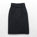 Christian Dior High Waist Wrap Skirt M Black Cotton Asymmetrical 252CKP12