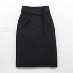 Christian Dior High Waist Wrap Skirt M Black Cotton Asymmetrical 252CKP12