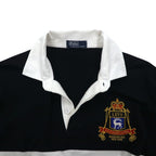 Polo by Ralph Lauren ラガーシャツ M ブラック コットン エンブレムロゴ 刺繍