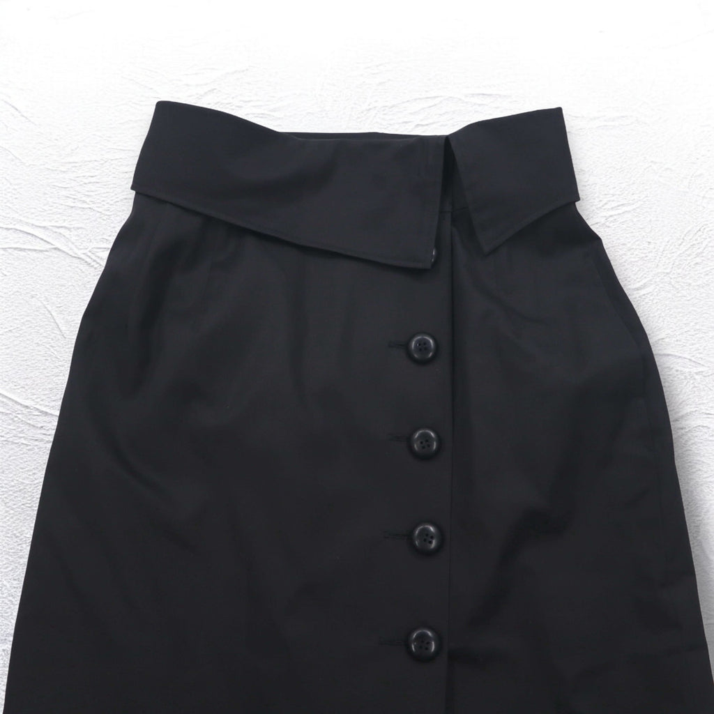 Christian Dior High Waist Wrap Skirt M Black Cotton Asymmetrical 252CKP12
