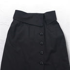 Christian Dior High Waist Wrap Skirt M Black Cotton Asymmetrical 252CKP12