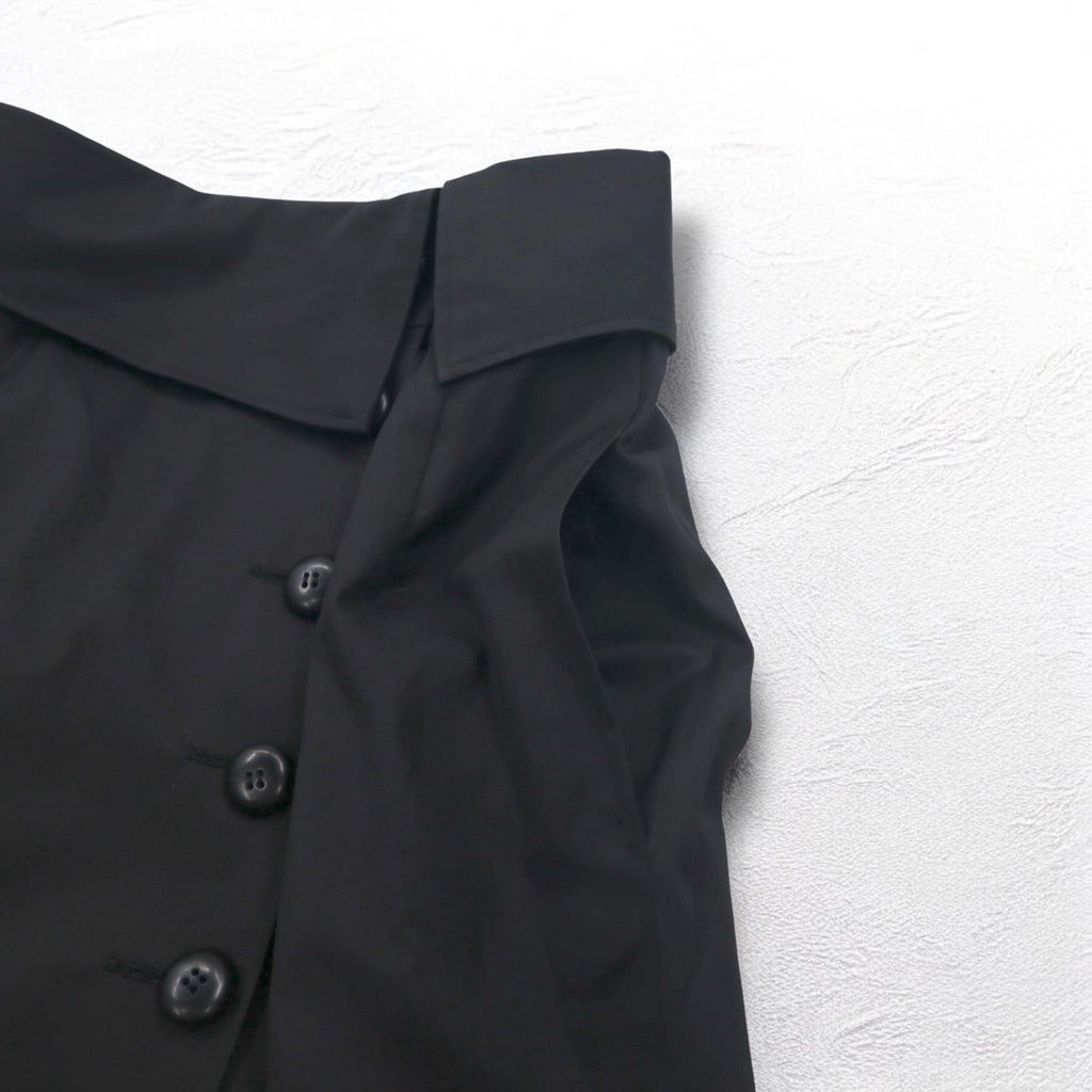 Christian Dior High Waist Wrap Skirt M Black Cotton Asymmetrical 252CKP12