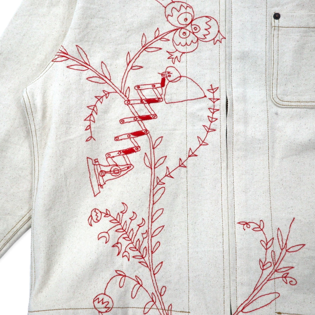 KHOKI Suzani Embroidered College Jacket 2 Ivory Cotton Natural Suzani Collage Jacket 22aw-jk-01 Made in Japan