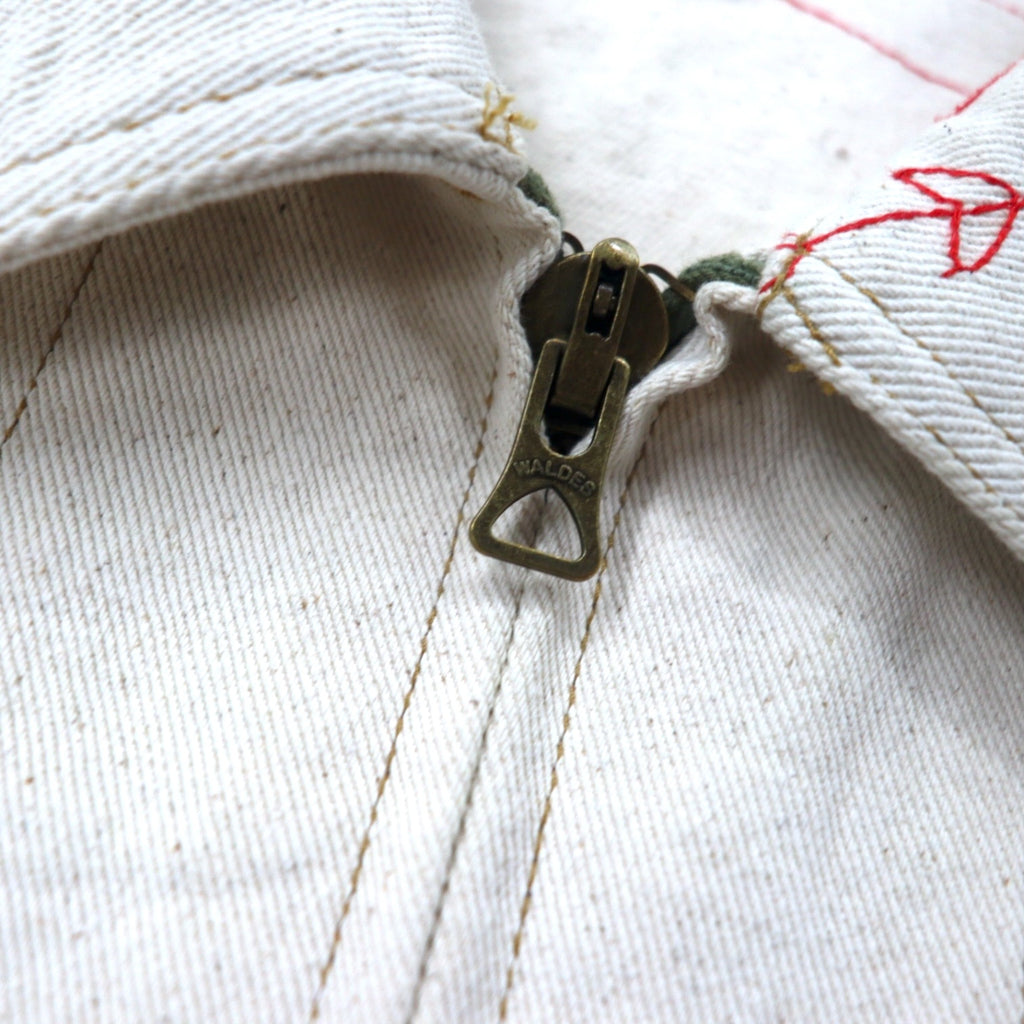 KHOKI Suzani Embroidered College Jacket 2 Ivory Cotton Natural Suzani Collage Jacket 22aw-jk-01 Made in Japan