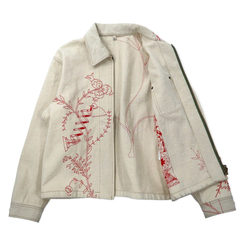 KHOKI Suzani Embroidered College Jacket 2 Ivory Cotton Natural Suzani Collage Jacket 22aw-jk-01 Made in Japan