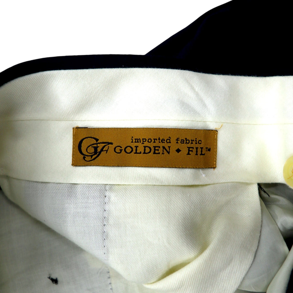 Made in USA 90s GOLDEN FIL Tuck Wide Slacks Pants Size 35 Navy Wool