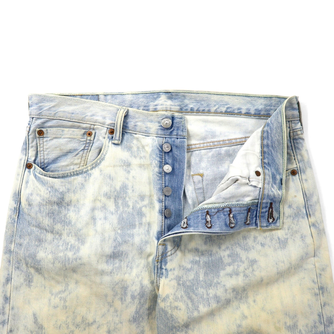 Levi's 501 Chemical Wash Cut-Off Short Denim Pants, Size L, Blue Cotton, Button Fly