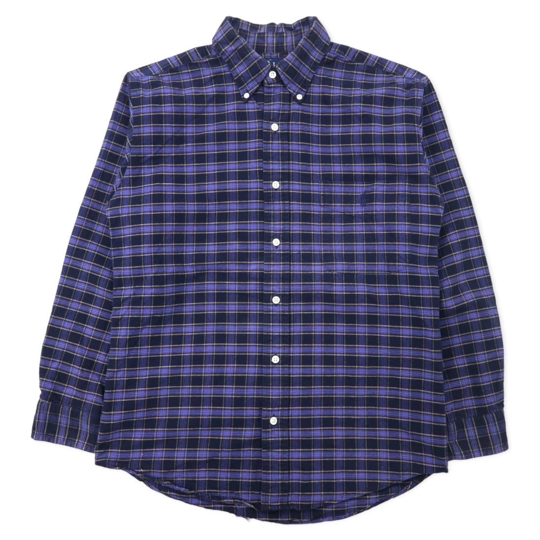 日本然リトテ-古着オンライン-Ralph Lauren ボタンダウンシャツ M ネイビー チェック コットン BIG SHIRT スモールポニー刺繍-Ralph Lauren button-down Shirts M Navy Checked Cotton BIG SHIRT Small Pony Embroidery