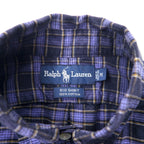 Ralph Lauren Button Down Shirt M Navy Check Cotton BIG SHIRT Small Pony Embroidery