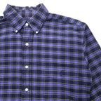 Ralph Lauren Button Down Shirt M Navy Check Cotton BIG SHIRT Small Pony Embroidery