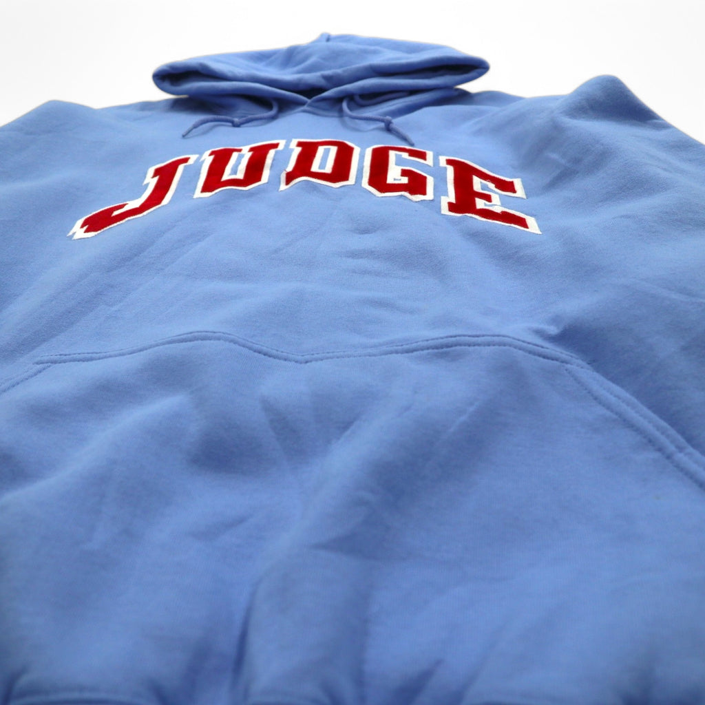 GILDAN College Pullover Hoodie 2XL Blue Dry Blend Fleece Lined JUGDE Arch Logo Made in Honduras