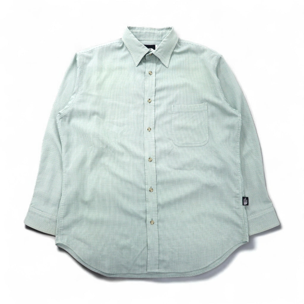 THE NORTH FACE Outdoor Polyester Shirt, Size L, Green Check, Chest Pocket, ON-4569