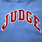 GILDAN College Pullover Hoodie 2XL Blue Dry Blend Fleece Lined JUGDE Arch Logo Made in Honduras