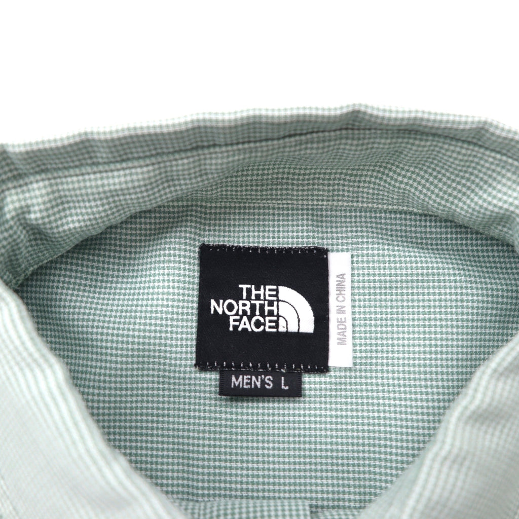 THE NORTH FACE Outdoor Polyester Shirt, Size L, Green Check, Chest Pocket, ON-4569