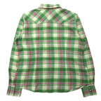 RALPH LAUREN Flannel Western Shirt 7 Green Check Cotton Snap Button