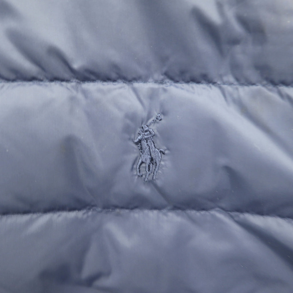 Polo Ralph Lauren Performance Quilted Down Jacket, Size M, Navy, Nylon Paneling, Ribbed Lines