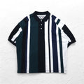 90s HARBOR BAY Multi-Stripe Polo Shirt 4XL BIG Navy Cotton Big Size