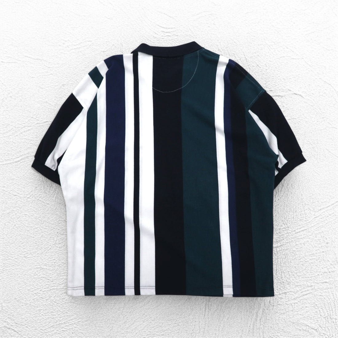 90s HARBOR BAY Multi-Stripe Polo Shirt 4XL BIG Navy Cotton Big Size