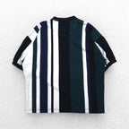 90s HARBOR BAY Multi-Stripe Polo Shirt 4XL BIG Navy Cotton Big Size