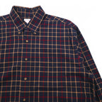 Brooks Brothers 346 Button-Down Shirt, Large, Navy, Check, Cotton, Big Size, Non-Iron