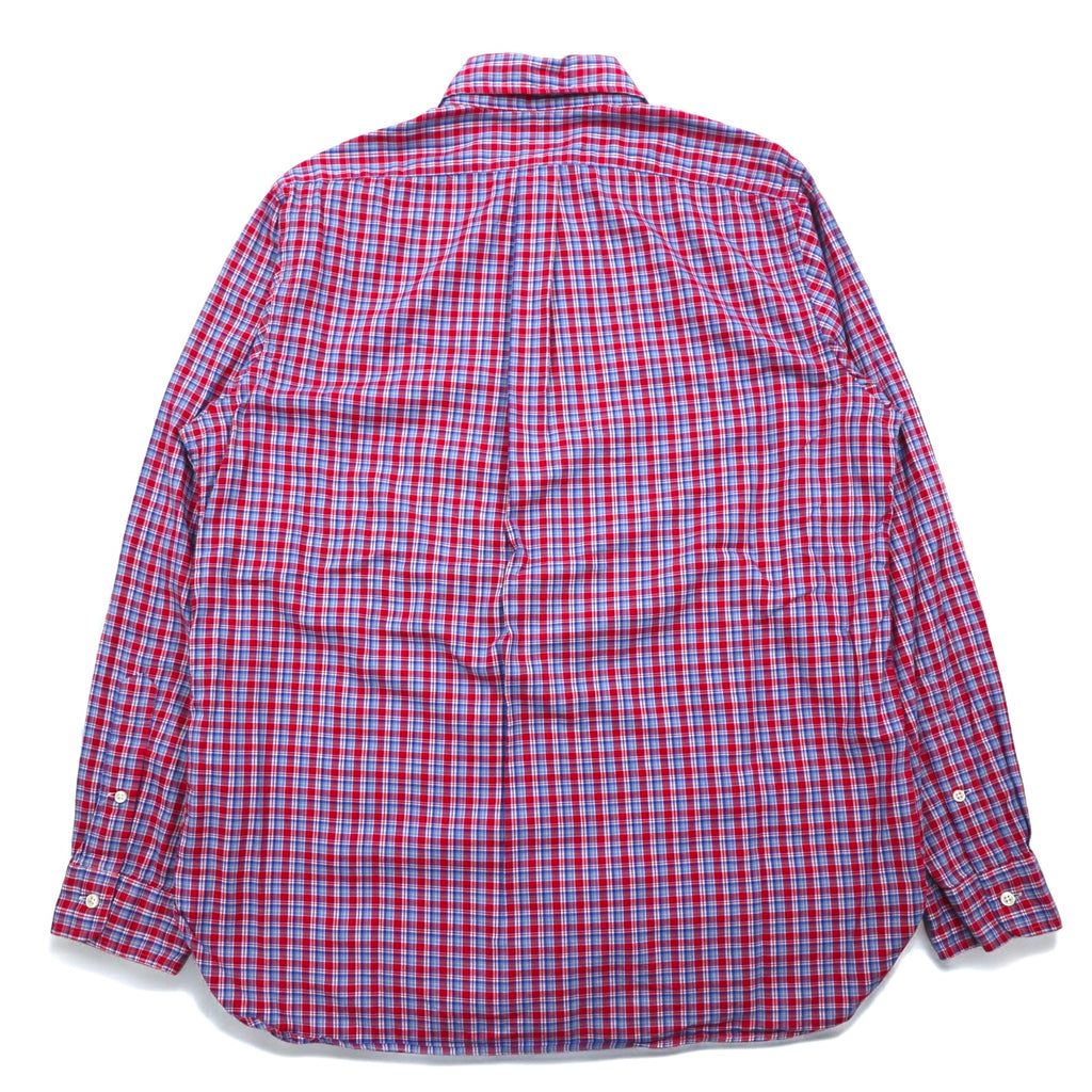 RALPH LAUREN Button-down shirt L Blue Red Check Cotton Small pony embroidery
