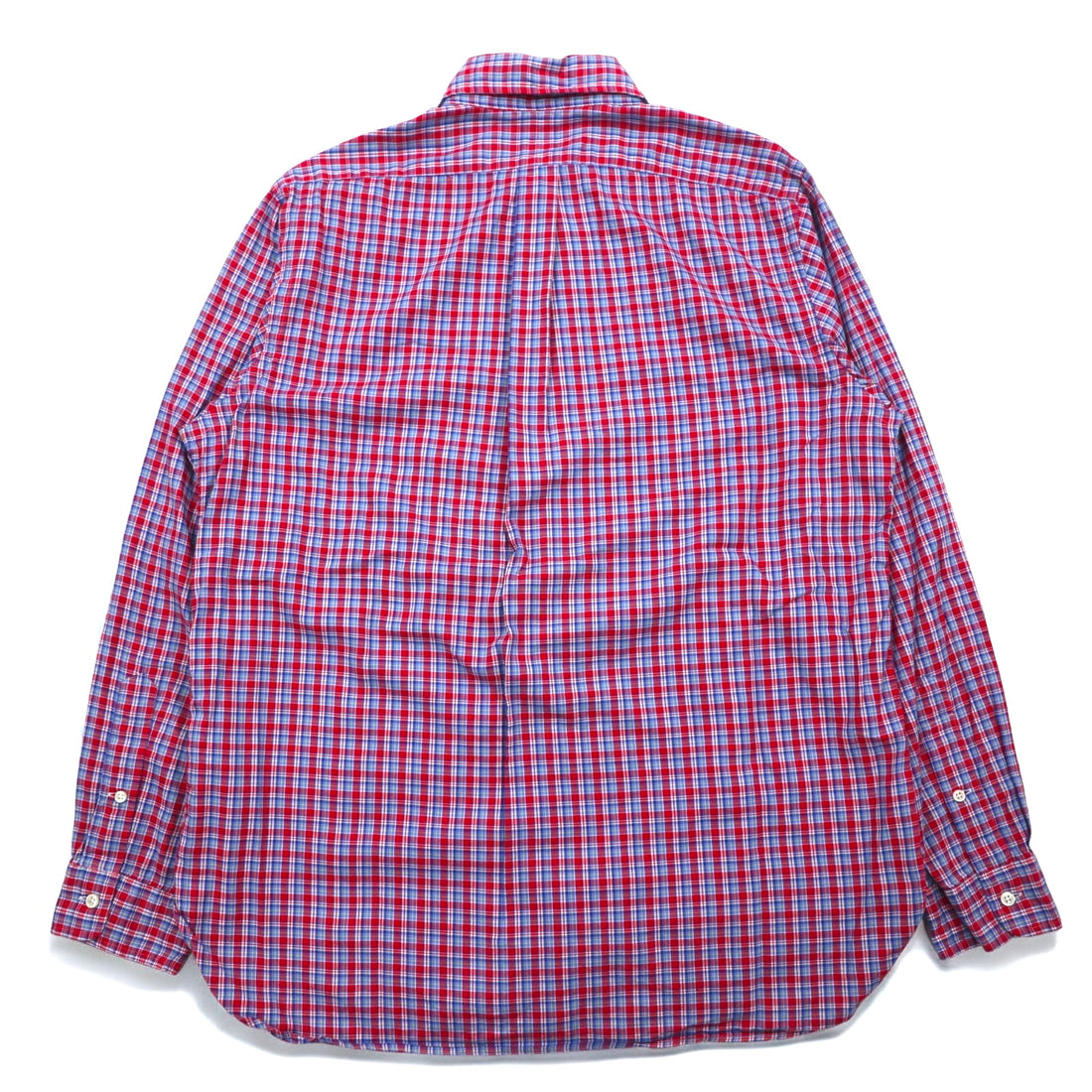 RALPH LAUREN Button-down shirt L Blue Red Check Cotton Small pony embroidery