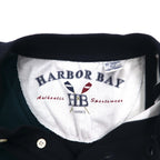 90s HARBOR BAY Multi-Stripe Polo Shirt 4XL BIG Navy Cotton Big Size