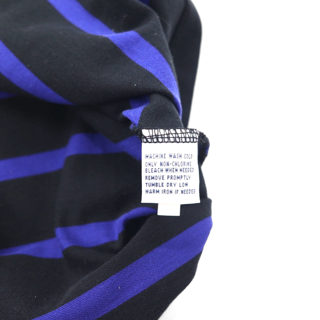 POLO GOLF RALPH LAUREN 90s Striped Polo Shirt, Size M, Black/Blue, Cotton, Pique, Small Pony Embroidery