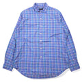 POLO RALPH LAUREN Wide Collar Dress Shirt L Blue Check Cotton