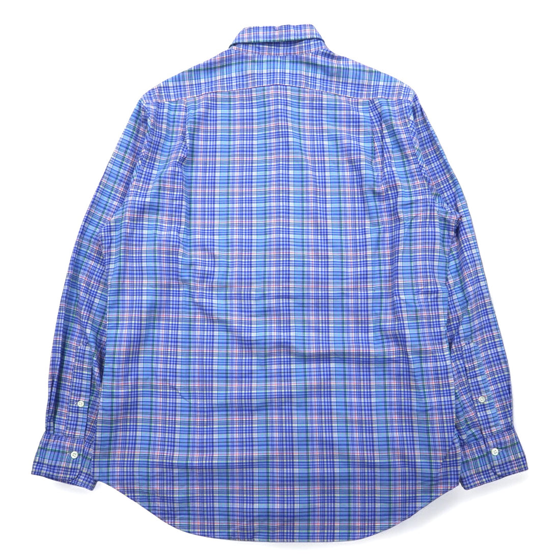POLO RALPH LAUREN Wide Collar Dress Shirt L Blue Check Cotton