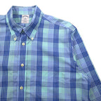 Brooks Brothers REGENT Button-down Shirt L Blue Check Cotton Non-Iron