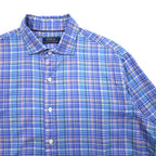POLO RALPH LAUREN Wide Collar Dress Shirt L Blue Check Cotton