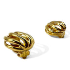 NINA RICCI Retro Earrings Gold Round Wave Vintage