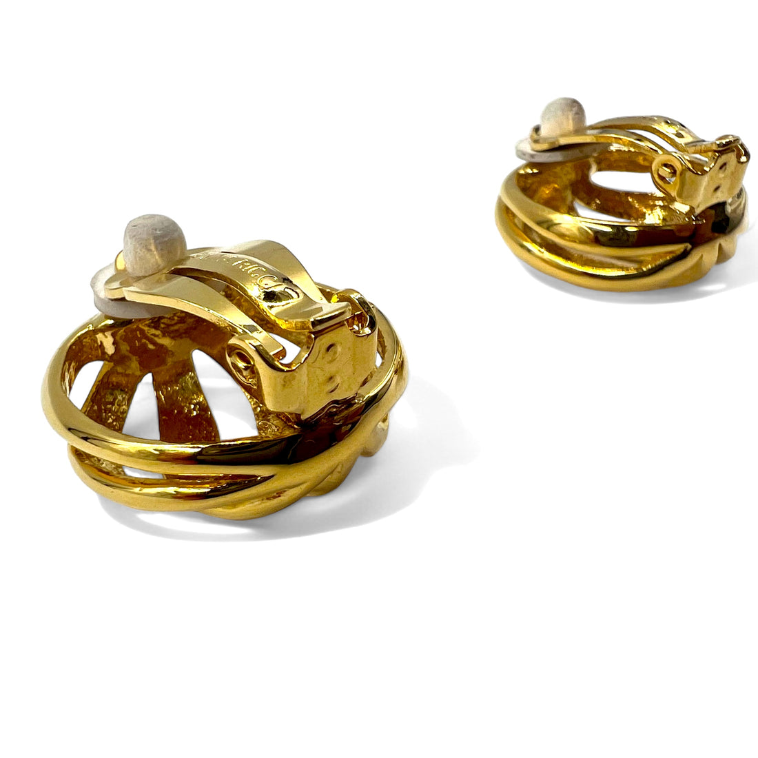 NINA RICCI Retro Earrings Gold Round Wave Vintage