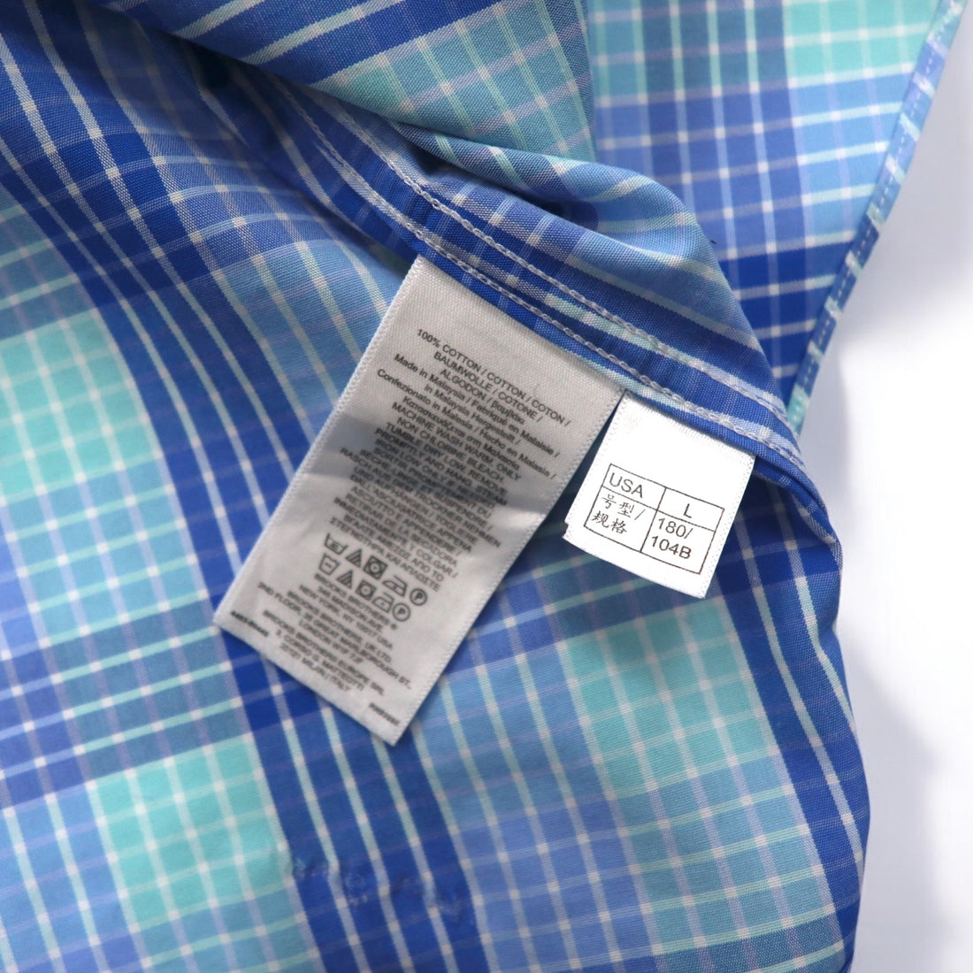 Brooks Brothers REGENT Button-down Shirt L Blue Check Cotton Non-Iron