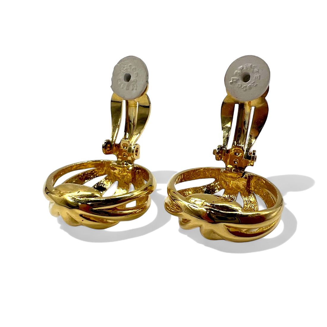 NINA RICCI Retro Earrings Gold Round Wave Vintage