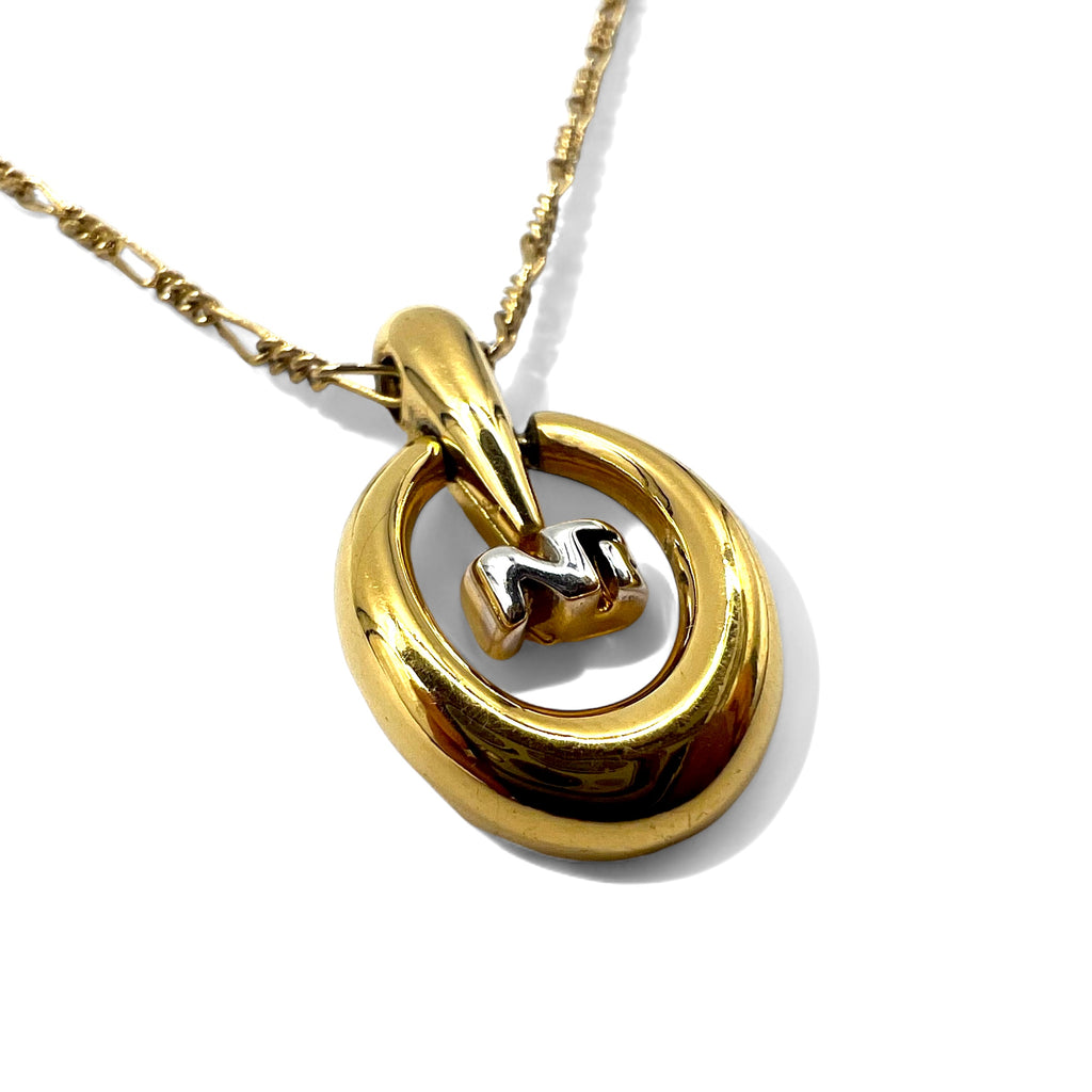 NINA RICCI Figaro Chain Necklace Gold Oval Logo Motif Vintage