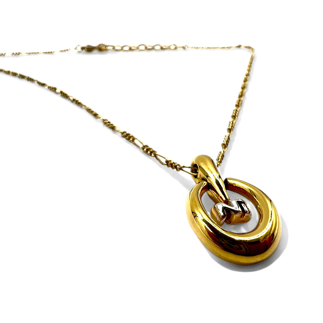 NINA RICCI Figaro Chain Necklace Gold Oval Logo Motif Vintage