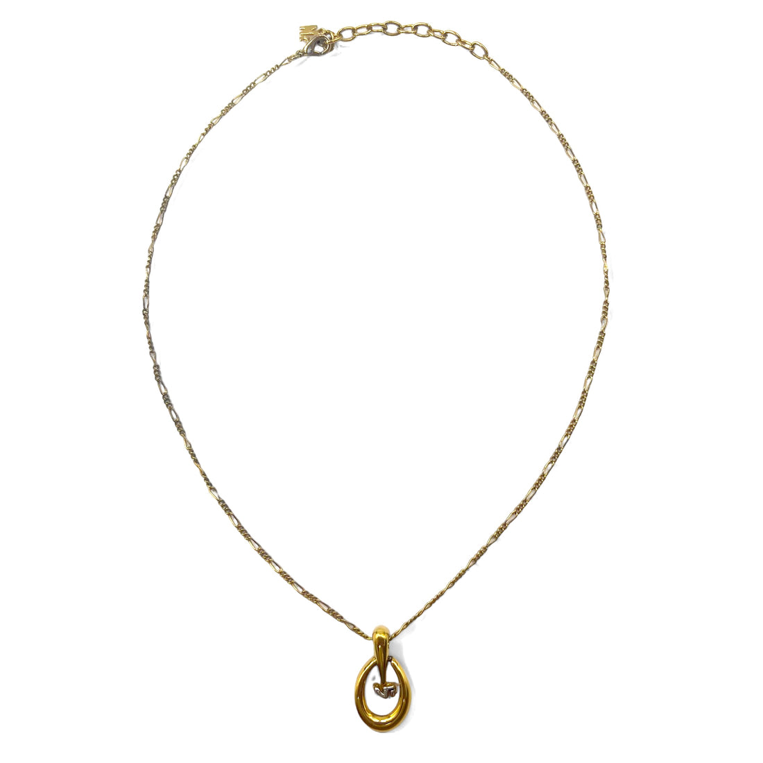 NINA RICCI Figaro Chain Necklace Gold Oval Logo Motif Vintage