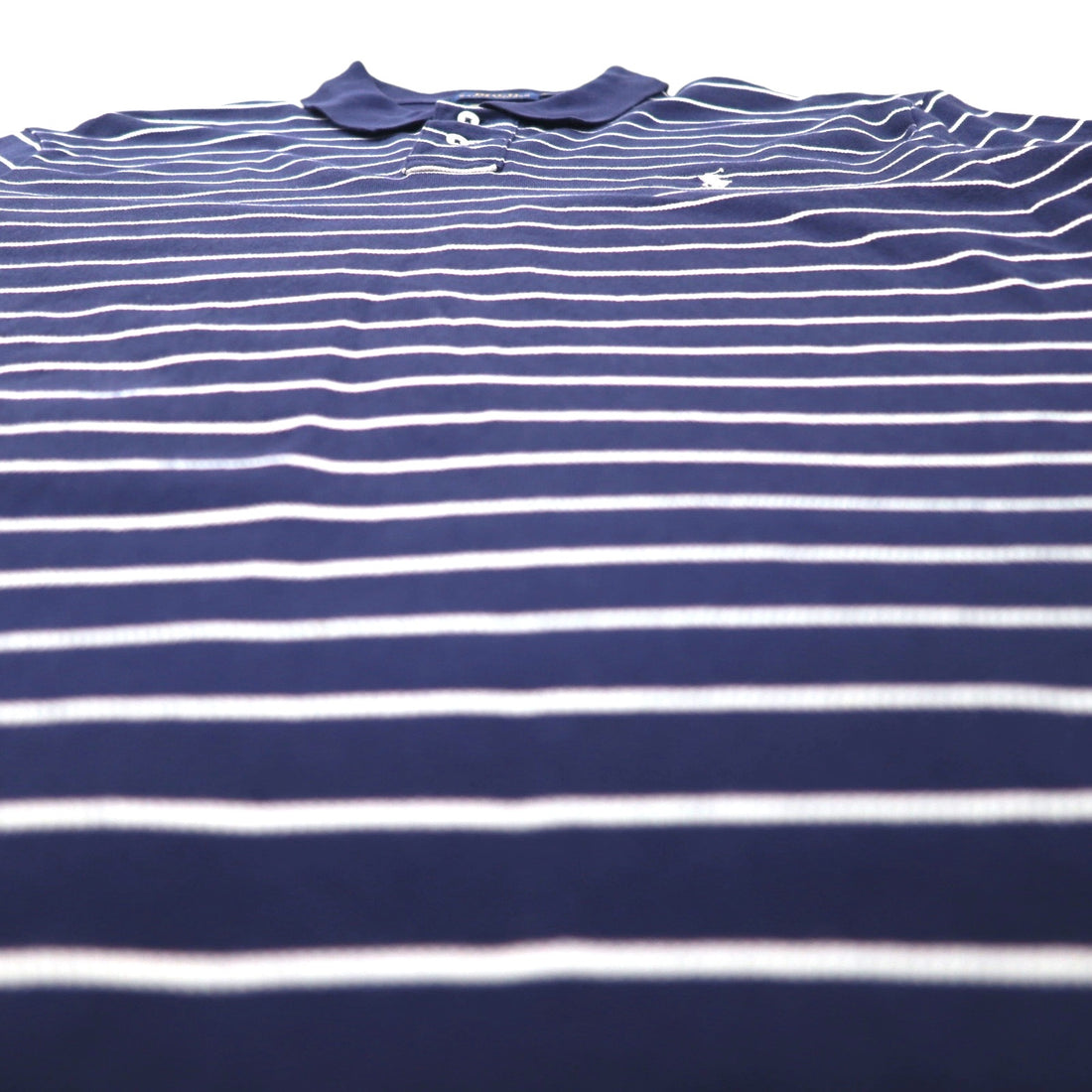 POLO RALPH LAUREN Custom Slim Fit Stretch Mesh Polo Shirt, Size XL, Navy, Striped Cotton, Pique, Small Pony Embroidery