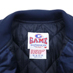 Vintage 90s Made in USA Varsity Jacket GAME Sportswear スタジャン M ネイビー キルティングライナー US企業 刺繍