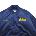 Vintage 90s Made in USA Varsity Jacket GAME Sportswear スタジャン M ネイビー キルティングライナー US企業 刺繍