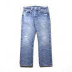 DENIM &amp; SUPPLY RALPH LAUREN Distressed Straight Denim Pants, Size L, Indigo and Blue